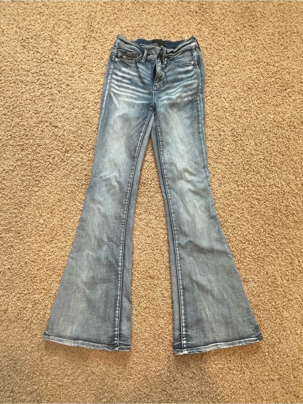 Buckle Light Wash Flare Jeans